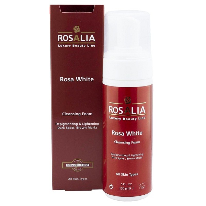 فوم پاک کننده و روشن کننده پوست رزالیا مدل Rosa White حجم 150 میل