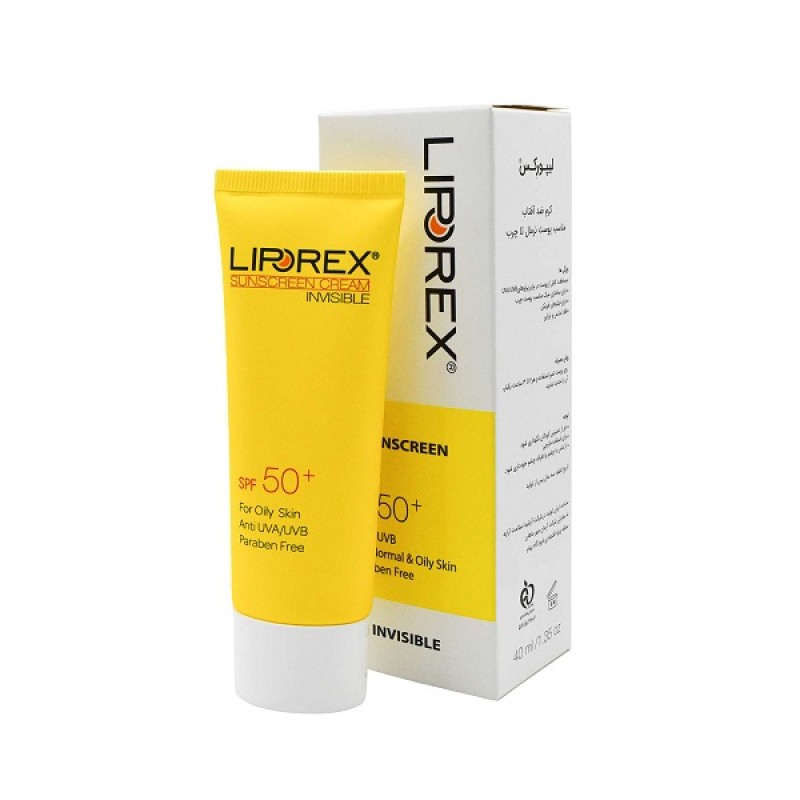 کرم ضد آفتاب بی رنگ لیپورکس +SPF50 مناسب پوست چرب حجم 40 میل